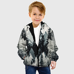 Куртка с капюшоном детская Абстракция зимнего леса, цвет: 3D-черный — фото 2