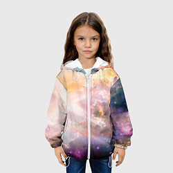 Куртка с капюшоном детская Аморфное абстрактное космическое красочное небо, цвет: 3D-белый — фото 2