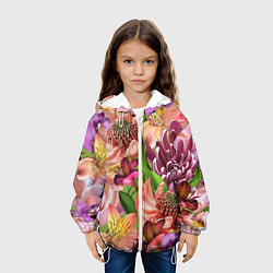 Куртка с капюшоном детская Райские цветы, цвет: 3D-белый — фото 2