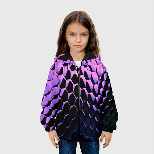 Детская куртка Шестиугольники волны / 3D-Черный – фото 3