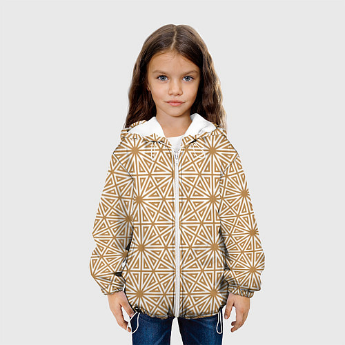 Детская куртка Абстрактный лучевой золотистый паттерн / 3D-Белый – фото 3