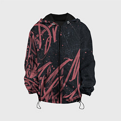 Куртка с капюшоном детская Бордовое граффити, цвет: 3D-черный