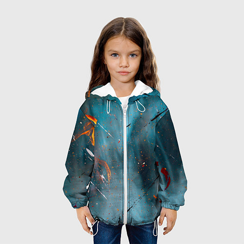 Детская куртка Абстрактный синий туман, силуэты и краски / 3D-Белый – фото 3