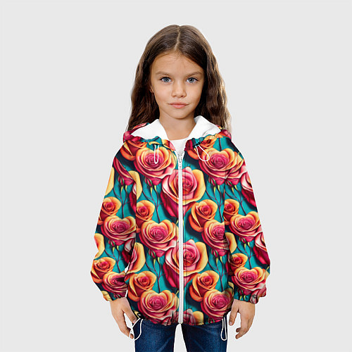 Детская куртка Паттерн с розами / 3D-Белый – фото 3