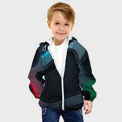Куртка с капюшоном детская Абстракция металл, цвет: 3D-белый — фото 2