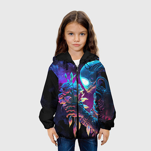 Детская куртка Инопланетянин с неоновыми цветами / 3D-Черный – фото 3