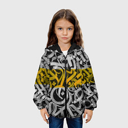 Куртка с капюшоном детская Yellow Callicraphic, цвет: 3D-черный — фото 2