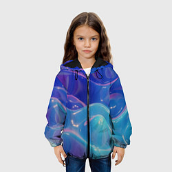 Куртка с капюшоном детская Эстетика волн, цвет: 3D-черный — фото 2