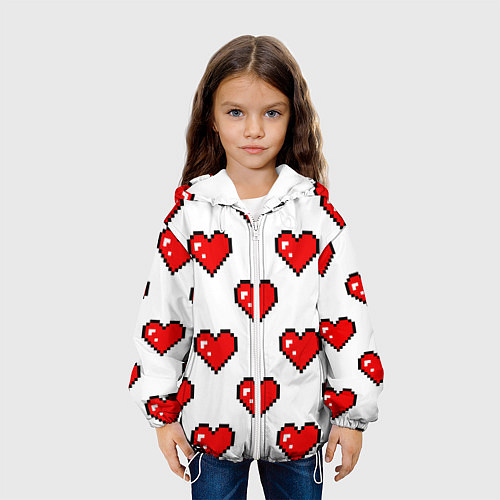 Детская куртка Сердца в стиле пиксель-арт / 3D-Белый – фото 3