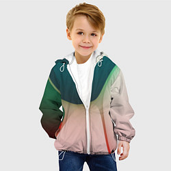 Куртка с капюшоном детская Абстрактные зелёные и розовые пластины, цвет: 3D-белый — фото 2