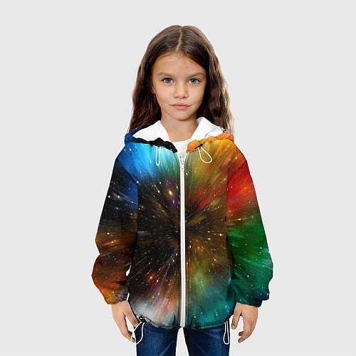 Детская куртка Бескрайний космос - неон / 3D-Белый – фото 3