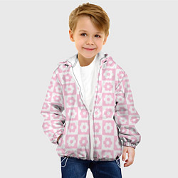 Куртка с капюшоном детская Pink flower checkers, цвет: 3D-белый — фото 2