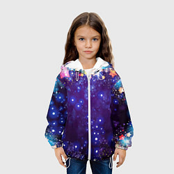 Куртка с капюшоном детская Звездочки - космическое небо, цвет: 3D-белый — фото 2