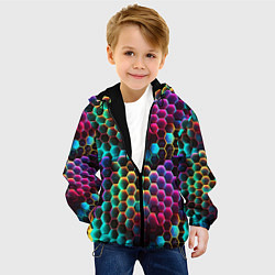 Куртка с капюшоном детская Неон и соты, цвет: 3D-черный — фото 2