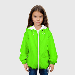 Куртка с капюшоном детская Кислотный зеленый, цвет: 3D-белый — фото 2