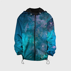 Куртка с капюшоном детская Абстрактный светло-синий космос и звёзды, цвет: 3D-черный