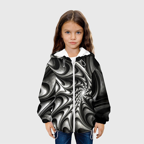 Детская куртка Abstract fractal grey / 3D-Белый – фото 3