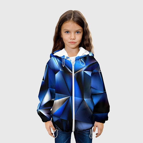 Детская куртка Polygon blue abstract / 3D-Белый – фото 3