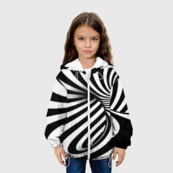 Куртка с капюшоном детская Оптические иллюзии зебра, цвет: 3D-белый — фото 2