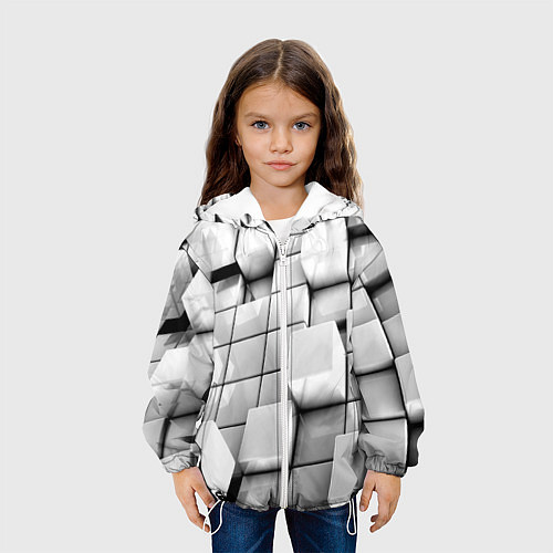 Детская куртка Кубы серые выпуклые / 3D-Белый – фото 3