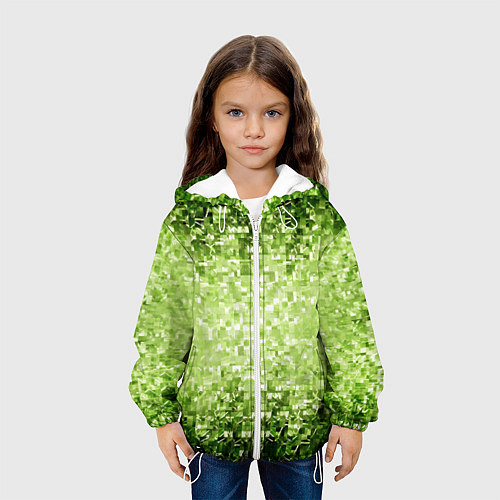 Детская куртка Геометрическое зелёное искажение в пространстве / 3D-Белый – фото 3