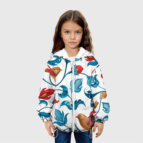 Детская куртка Узоры и птицы / 3D-Белый – фото 3