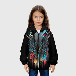 Куртка с капюшоном детская Психоделические крылья, цвет: 3D-черный — фото 2