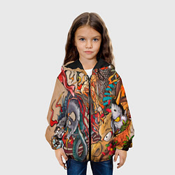 Куртка с капюшоном детская Иредзуми: демон и дракон, цвет: 3D-черный — фото 2