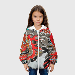 Куртка с капюшоном детская Иредзуми: дракон в дыму, цвет: 3D-белый — фото 2