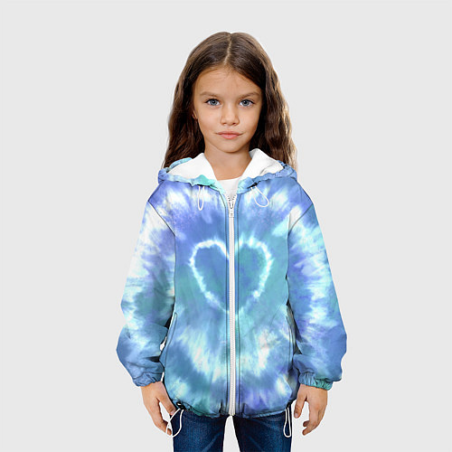 Детская куртка Сердце - тай-дай - голубой / 3D-Белый – фото 3