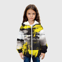 Куртка с капюшоном детская Черно-желтая абстракция, нейросеть, цвет: 3D-белый — фото 2