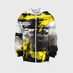 Куртка с капюшоном детская Черно-желтая абстракция, нейросеть, цвет: 3D-белый