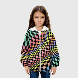 Куртка с капюшоном детская Colorful avant-garde chess pattern - fashion, цвет: 3D-белый — фото 2