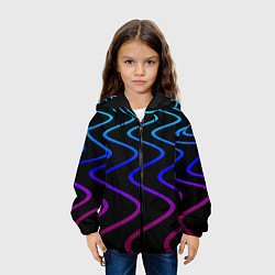 Куртка с капюшоном детская Волновой неоновый растр, цвет: 3D-черный — фото 2