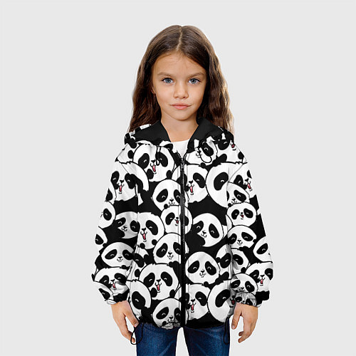 Детская куртка Весёлые панды / 3D-Черный – фото 3