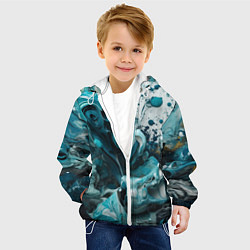 Куртка с капюшоном детская Абстрактные голубые брызги краски, цвет: 3D-белый — фото 2