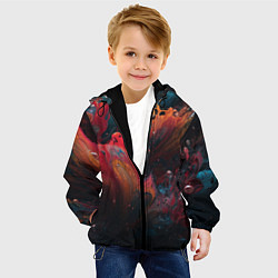Куртка с капюшоном детская Разноцветные брызги краски, цвет: 3D-черный — фото 2