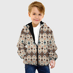 Куртка с капюшоном детская Узорчатые квадраты, цвет: 3D-черный — фото 2