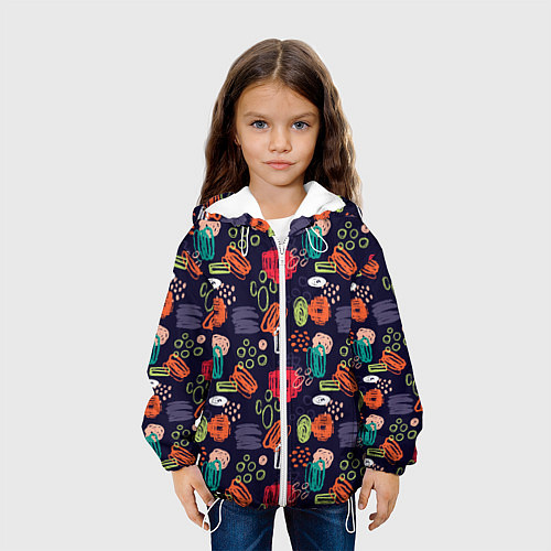 Детская куртка Разноцветные завитки / 3D-Белый – фото 3