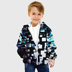 Куртка с капюшоном детская Неоновые кубы абстракция, цвет: 3D-белый — фото 2