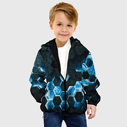 Куртка с капюшоном детская Соты с подсветкой, цвет: 3D-черный — фото 2