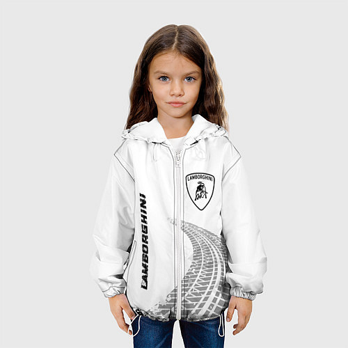 Детская куртка Lamborghini speed на светлом фоне со следами шин: / 3D-Белый – фото 3
