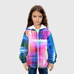 Куртка с капюшоном детская Абстрактные линии сайфай, цвет: 3D-белый — фото 2