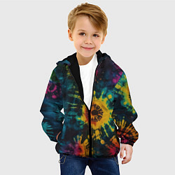 Куртка с капюшоном детская Тай дай на темном фоне: арт нейросети, цвет: 3D-черный — фото 2