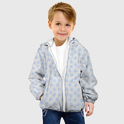 Куртка с капюшоном детская Паттерн голубой горох, цвет: 3D-белый — фото 2