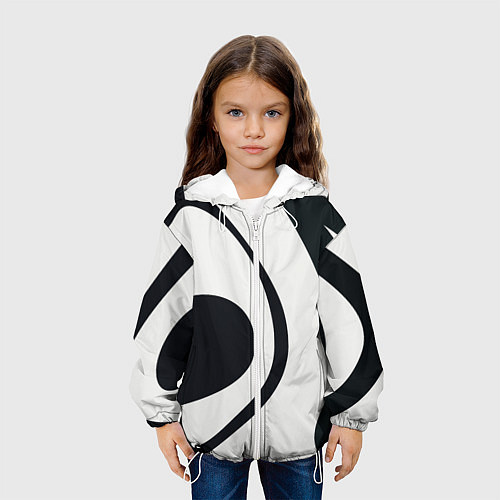 Детская куртка Черная абстракция из фигур / 3D-Белый – фото 3