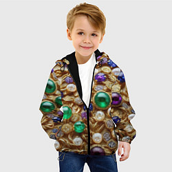Куртка с капюшоном детская Россыпь драгоценностей, цвет: 3D-черный — фото 2
