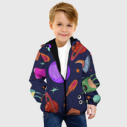 Куртка с капюшоном детская Космический арт планеты, цвет: 3D-черный — фото 2