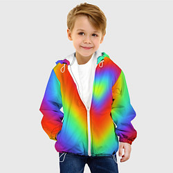 Куртка с капюшоном детская Сердце - радужный градиент, цвет: 3D-белый — фото 2