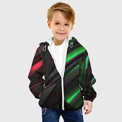 Куртка с капюшоном детская Объемная текстура с зеленым свечением, цвет: 3D-белый — фото 2